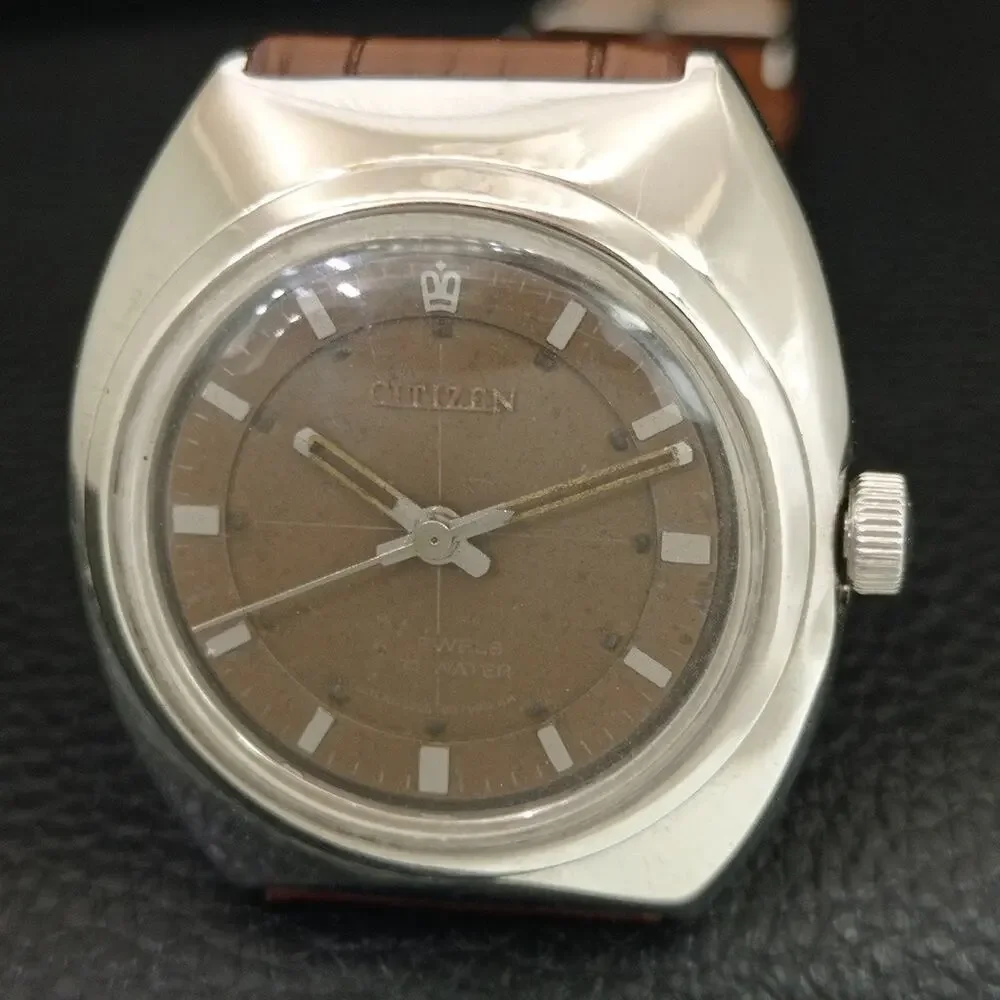 Vintage 1983 Citizen Manual Wound Mens Silver Watch & Silver accents
